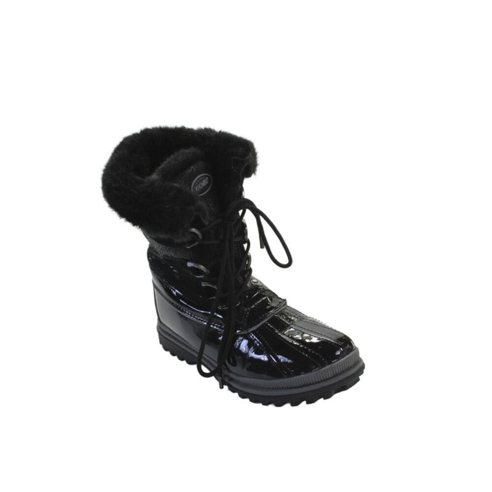Khombu Womens Lace Up Faux Fur Lined Waterproof Boots Black Size 8